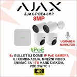 AJAX 4K IP POE SET ZA VIDEO NADZOR SA 4 KAMERE AJAX-POE4-8MP